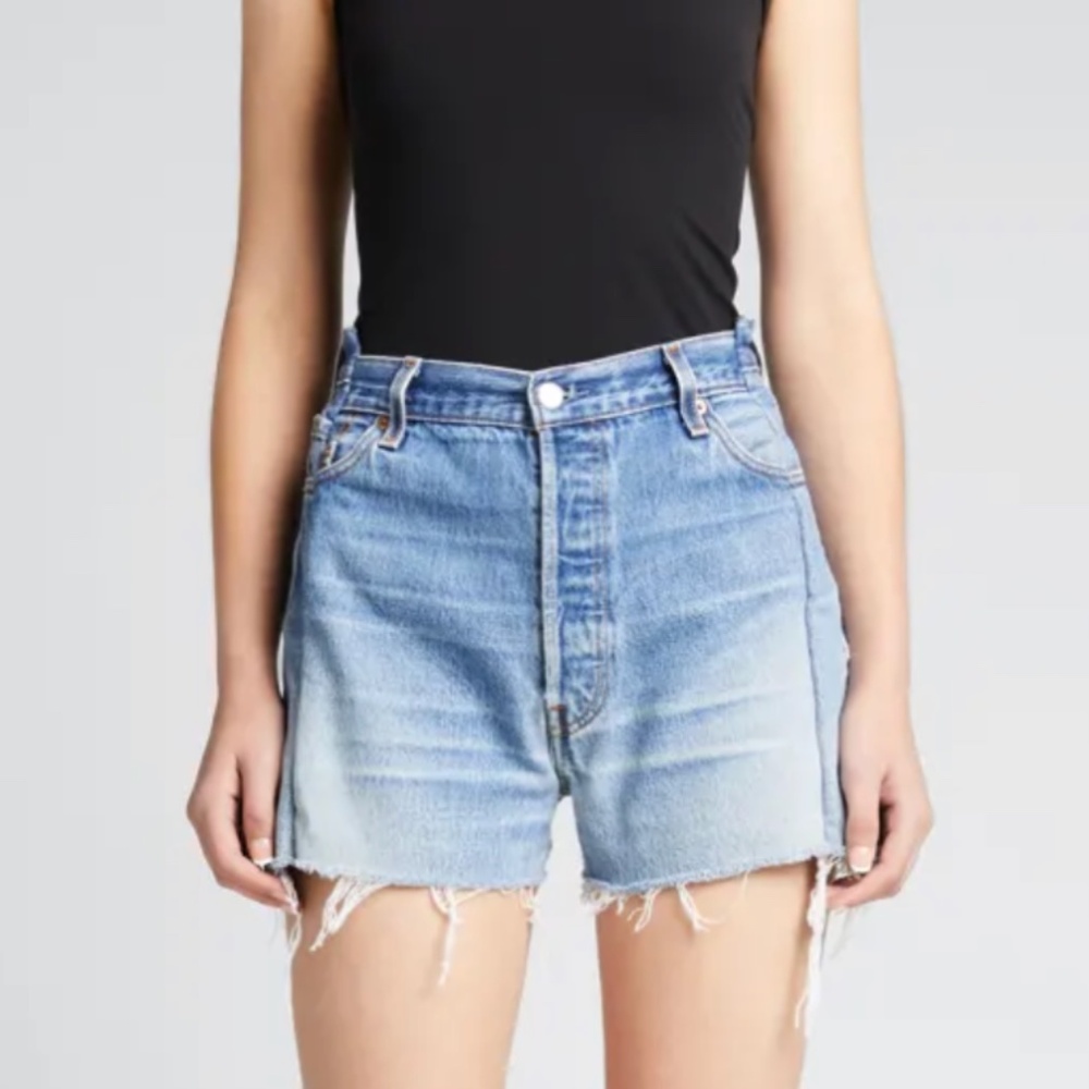 Levi’s ReDone EB Denim patchwork jean shorts 24